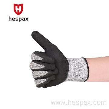 Hespax Wholesale Cut Resistant Nitrile Safety Work Gloves